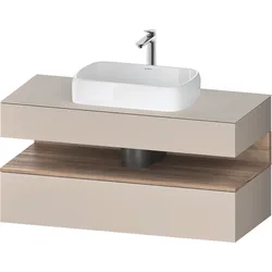 Duravit Collection One Konsolenwaschtischunterbau, 1 Auszug, 1 Schubkasten, Ausschnitt mittig, 1200x550x600mm, Nische Eiche Mamoriert, QA4732055910000, Farbe: Taupe Matt
