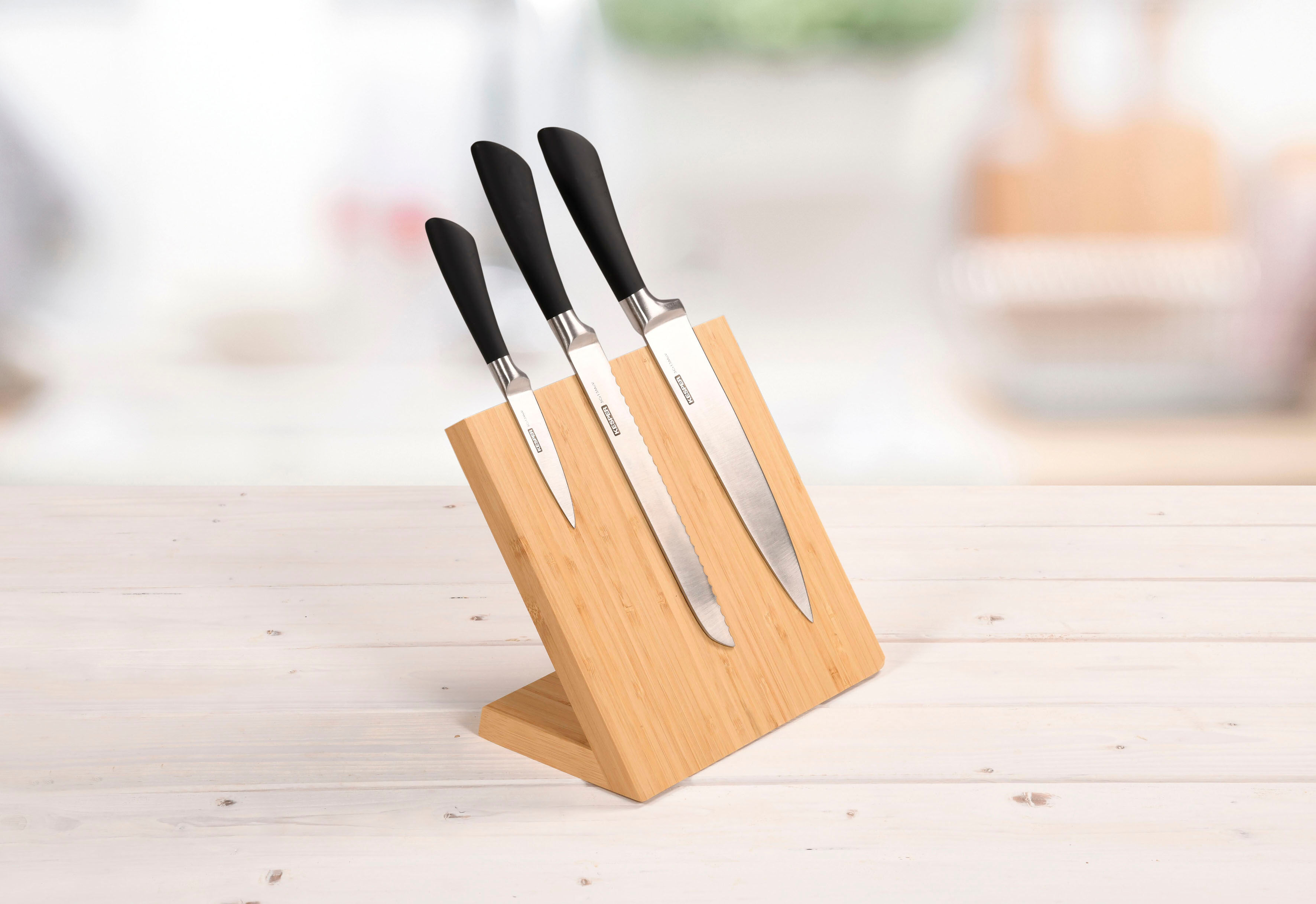 Messerblock KESPER "magnetisch", beige (natur), B:23cm H:20cm, Messerblöcke, Messerblock, Lieferung ohne Messer