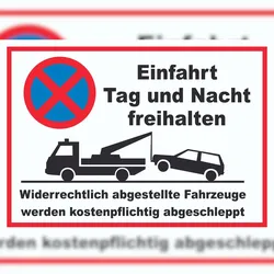 HB-Druck Parken verboten Einfahrt Tag und Nacht freihalten Schild A4 (210x297mm)