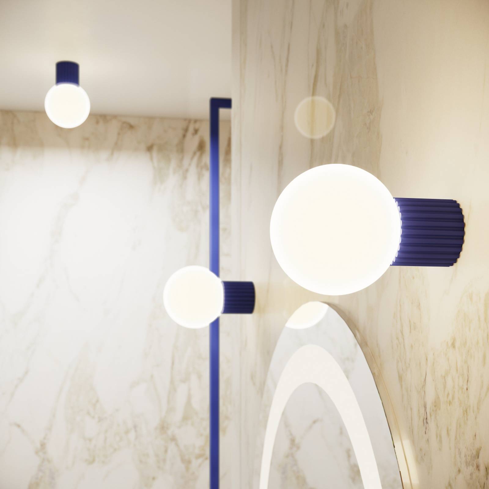 Wandlampe ORBI SOLLUX LIGHTING, dimmbar, blau, für Badezimmer, Aluminium, Wandleuchte, Wandlampe Bad
