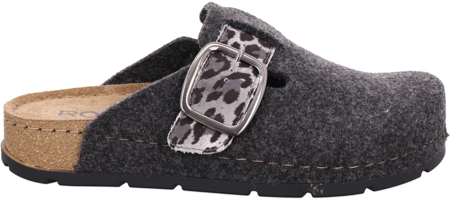 Pantoffel ROHDE "SOAVE", Damen, Gr. 40, Filz, grau (anthrazit), Schuhe Pantoffel, Hausschuh, Filz Clog, Homeslipper mit Plateausohle