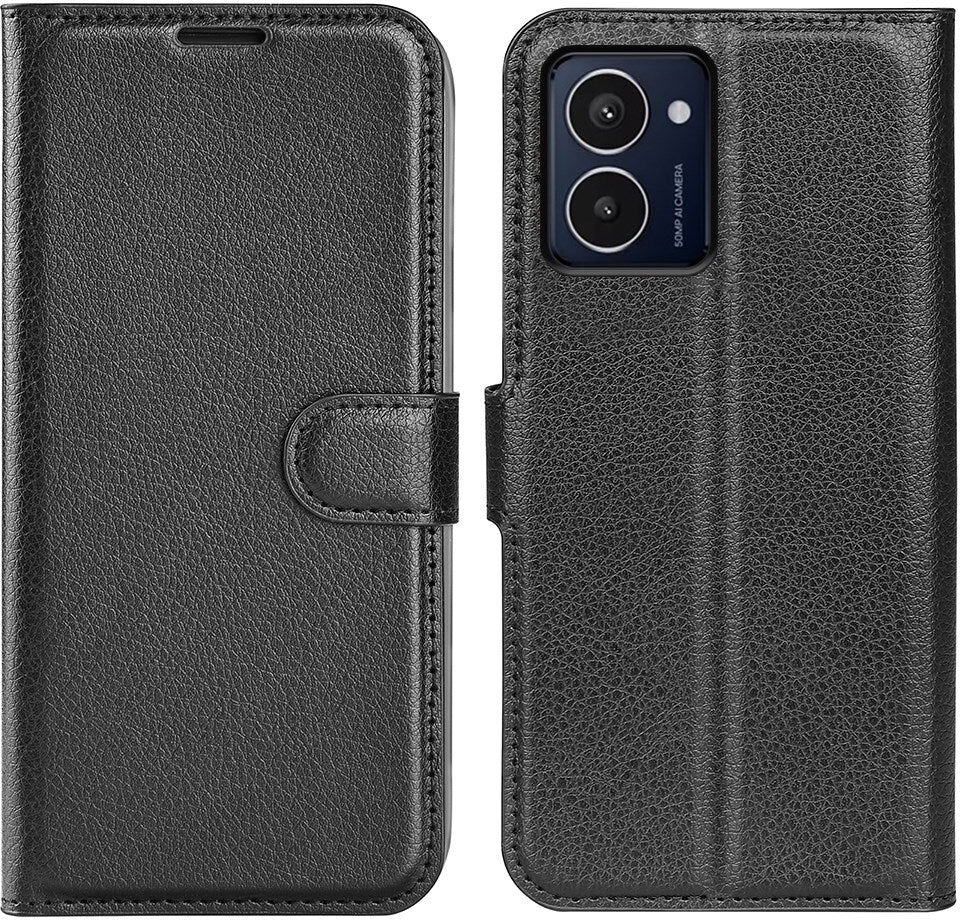 HMD Pulse/Pro/Plus - EIDERWOOD Vegansk Læder Flip Cover m. Kortholder & Ståfunktion - Sort