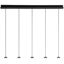5-flammige LED-Pendelleuchte aus mattschwarzem Aluminium und Metall, modernes lineares Design, 25 W, 3000 K, angenehmes warmes Licht – Perenz