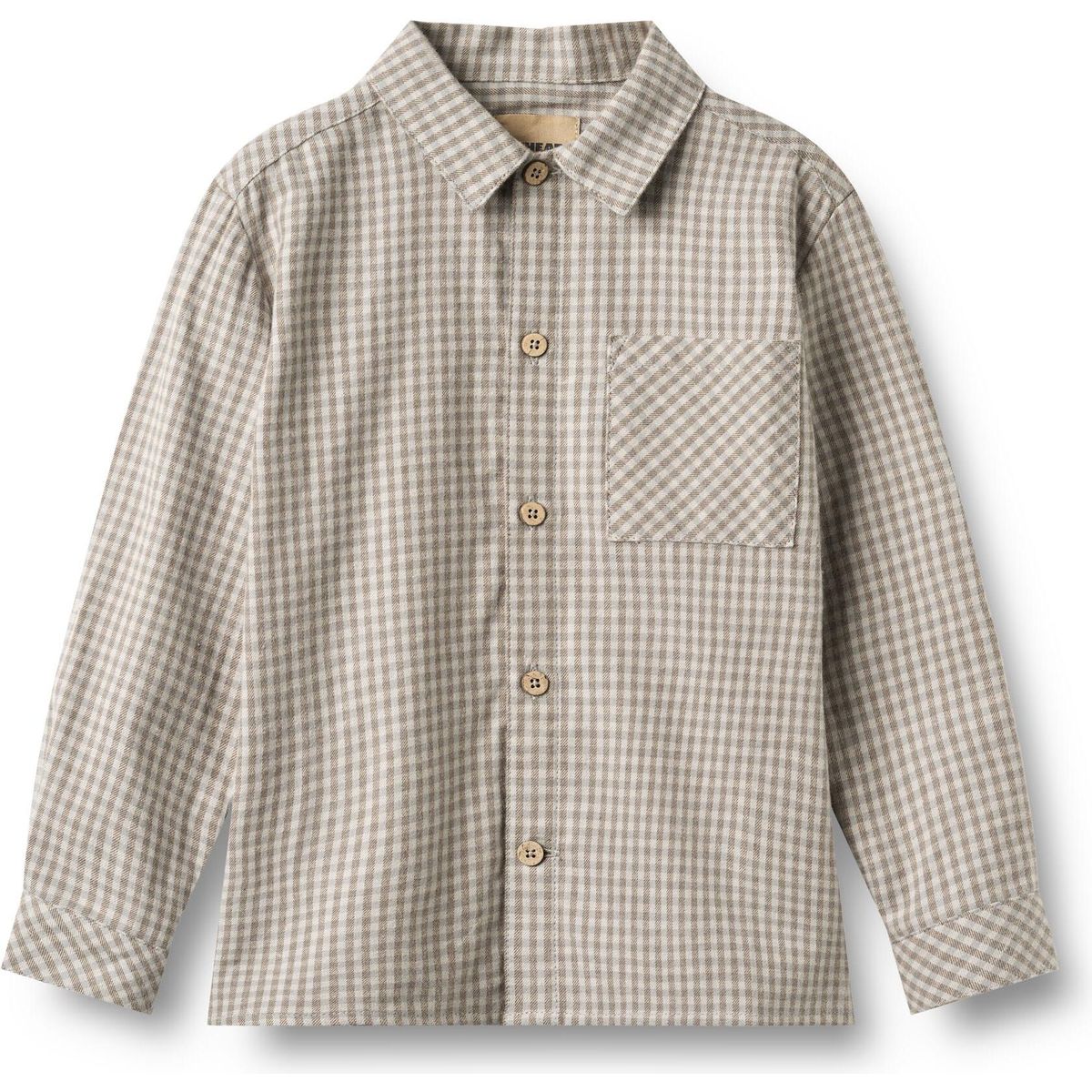 Wheat Shirt Long Sleeve Oscar greybrown check (0104) 128 2659-463-GOTS-0104-128/8y