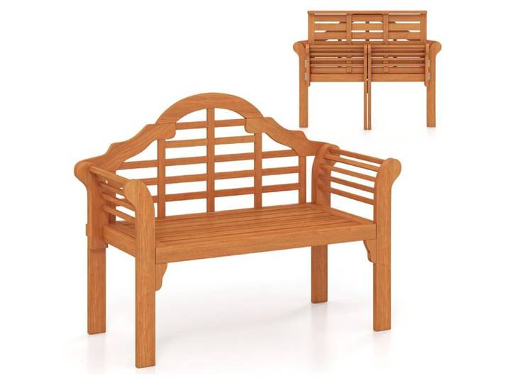 Banc de jardin pliant - HELLOSHOP26 - 123 x 54 x 96 cm - Bois d'acacia - 2 places - Confortable