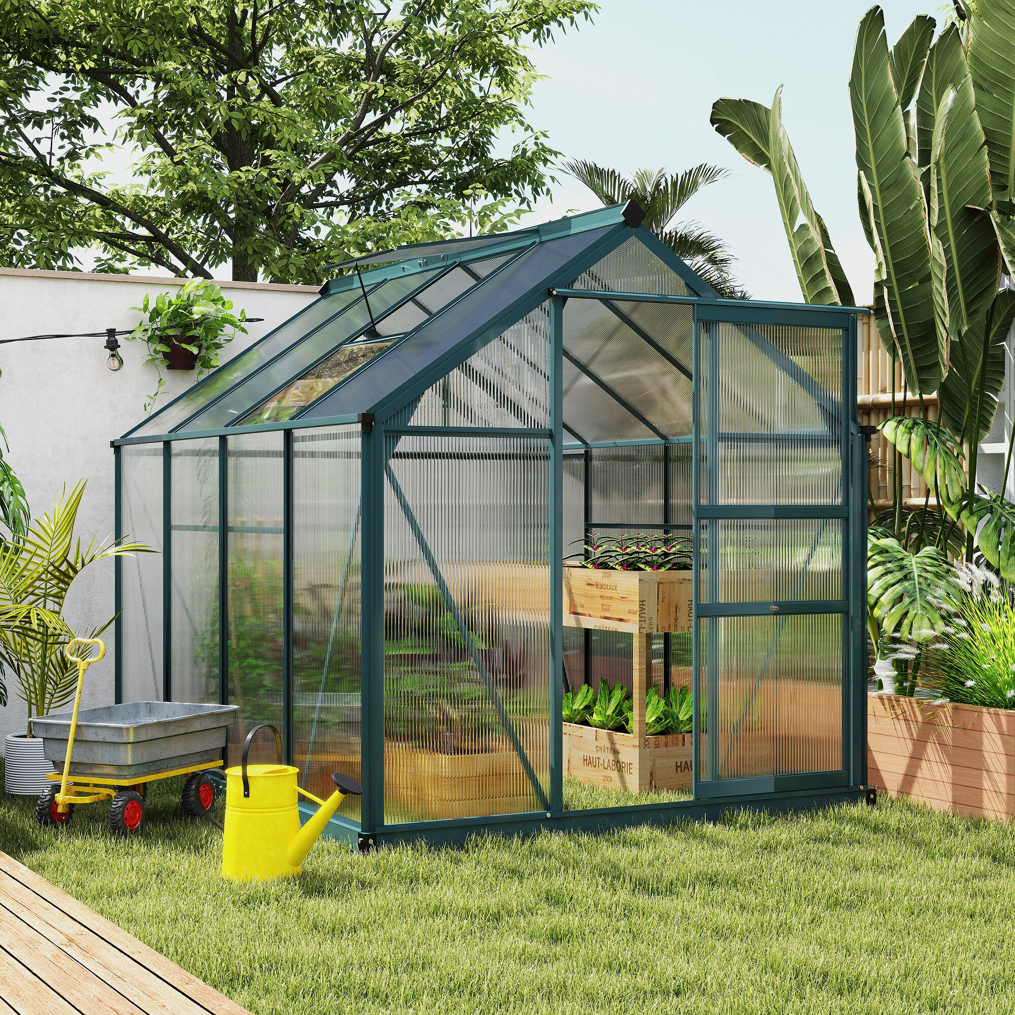 Altro Serra Da Giardino In Policarbonato Anti Uv Con Finestra E Porta Scorrevole, 190x252x201cm