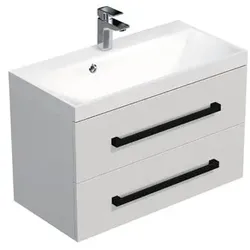 SAT Cube Way Badezimmerschrank mit Waschbecken 80x71x40 cm glanz weiß glanz/matt CUBE2C80ZBL