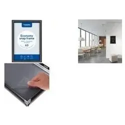 Europel, Informationsschild, Plakatrahmen Economy, DIN A2, 25 mm, schwarz aus eloxiertem Aluminium, abgerundetes Rahmenprofil 25