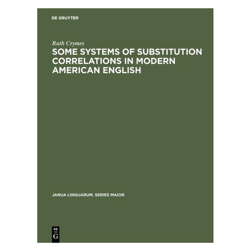 De Gruyter Crymes:Some Systems of Substitution Cor (Englisch, Hardcover, Ruth Crymes) (67761828)