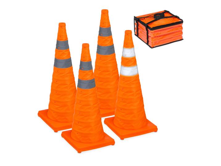 Faltbare Pylonen 70cm 4er-Set Orange-Silber
