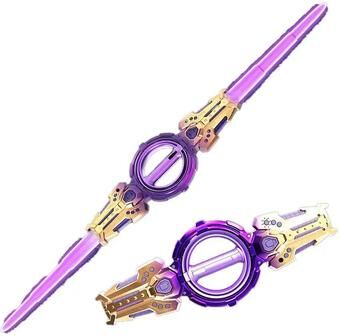 Inspired Living Retractable Double Blade LED Light Sword With Sound And Color Modes gold