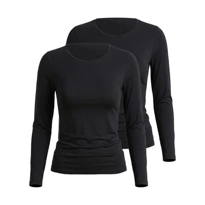 Unterhemd NINA VON C. "2er Pack Langarm Shirt Seide&Modal", Damen, Gr. 40, 2 Stk., schwarz, Modal-Seide, , Basic, figurumspielend, Rundhals, Unterhemden Unterhemd