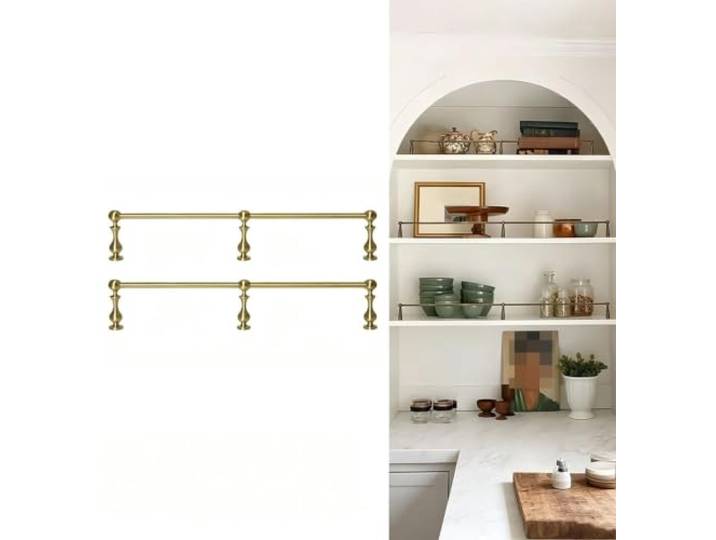 ROBAUN Maßgeschneiderte Schienen aus massivem Kupfer for Regale, Bücherregal, Weinschrank, Leitplanke, dekorative Zaunstange for Schichtbretter, 6 mm Innendurchmesser(Natural Brass,35in/89cm)