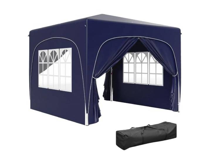Outsunny Pavillon 3x3m Wasserabweisend Stabil Winterfest Pop-up Dunkelblau