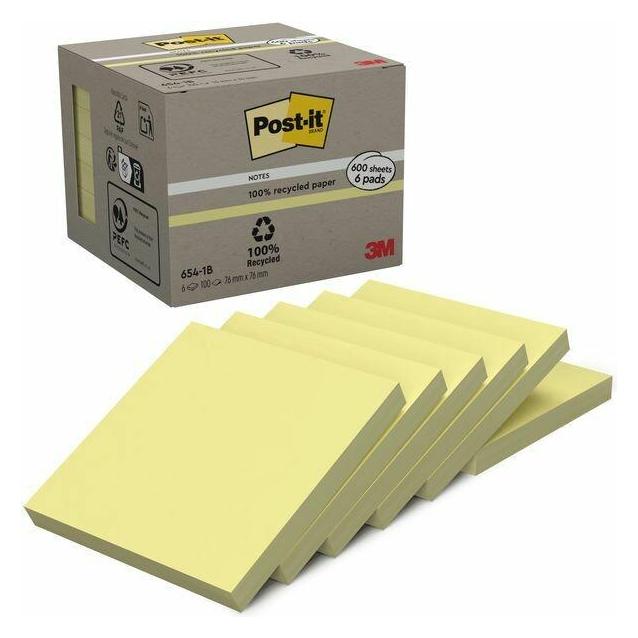 Post-it Recycling Notes Standard 6541B (76 x 76 mm) (6541B)