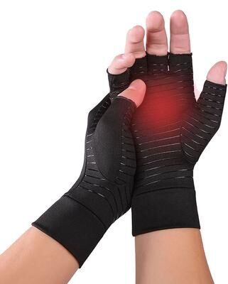 Healfit Counter Fitness Compression Wristband Gloves For Arthritis, Copper Wrist Support, Rehabilitation Gloves Women Men black l