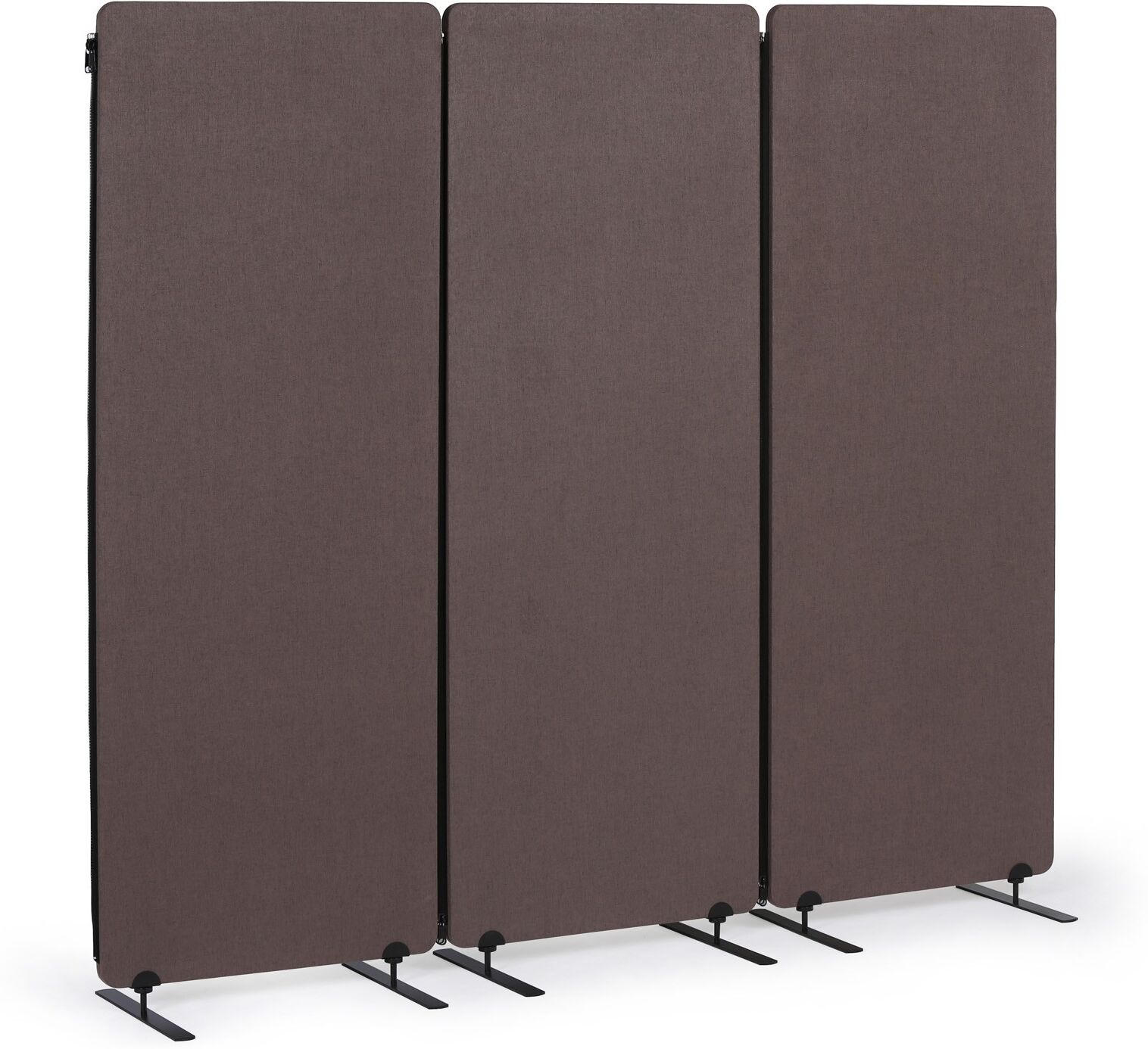 B2B Partner Akustik-Trennwand 160 x 60 cm, 3 Stück in einer Packung, textile Oberfläche, Reißverschlussverbindungen, braun