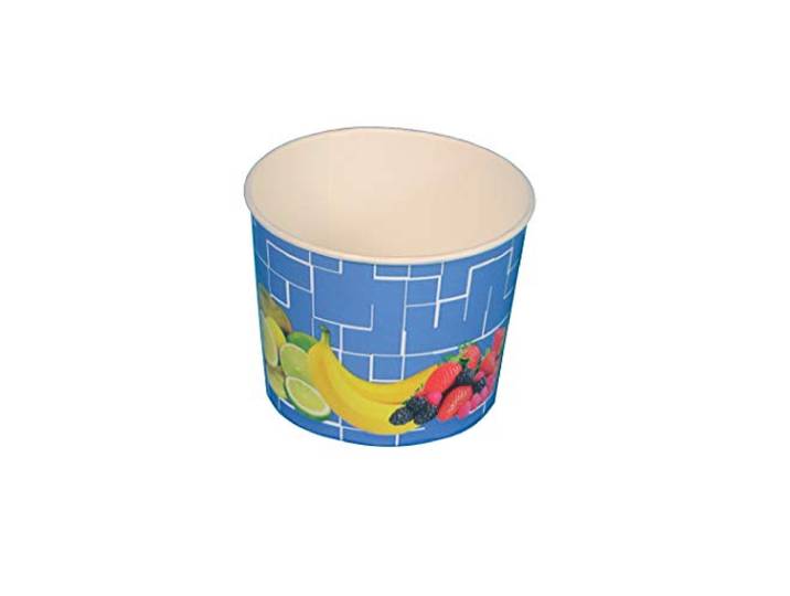 Pro DP 1000 Eisbecher Eiskrem Frozen Yoghurt to go Becher 580ml Papier/Pappe Blau Dunkelblau Früchte Motiv Ø110mm 84mm hoch Made in Germany