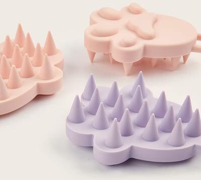 ModernMart Cat Paw Silicone Scalp Massager Brush Soft Shampoo Hair Care Tool For Stress Relief pink