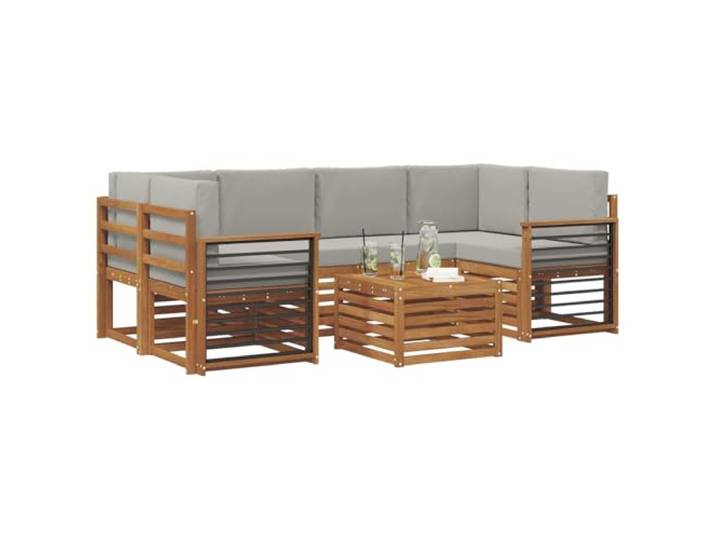 KTHLBRH Sofa-Set für den Außenbereich, 7-teilig, Grau Loungesofa für Terrasse, modular, witterungsbeständig, leicht zu reinigen
