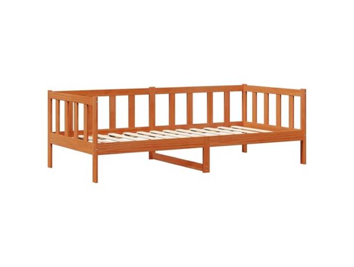 KTHLBRH Tagesbett-Set, 2-teilig, Kiefer massiv, braun gewachst Plattform mit Dach, quadratische Beine, Matratze 90 x 190 cm, einfache Montage