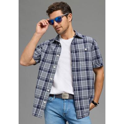 Sonnenbrille MAN'S WORLD, Herren, blau (grau), kontrastfarbene Details, Sonnenbrillen Sonnenbrille, sportlich-modischer Stil, trapezförmige Vollrandfassung