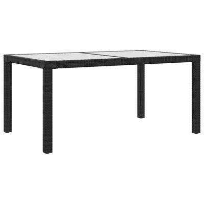 vidaXL Gartentisch 150x90x75 cm Gehärtetes Glas Poly Rattan Schwarz