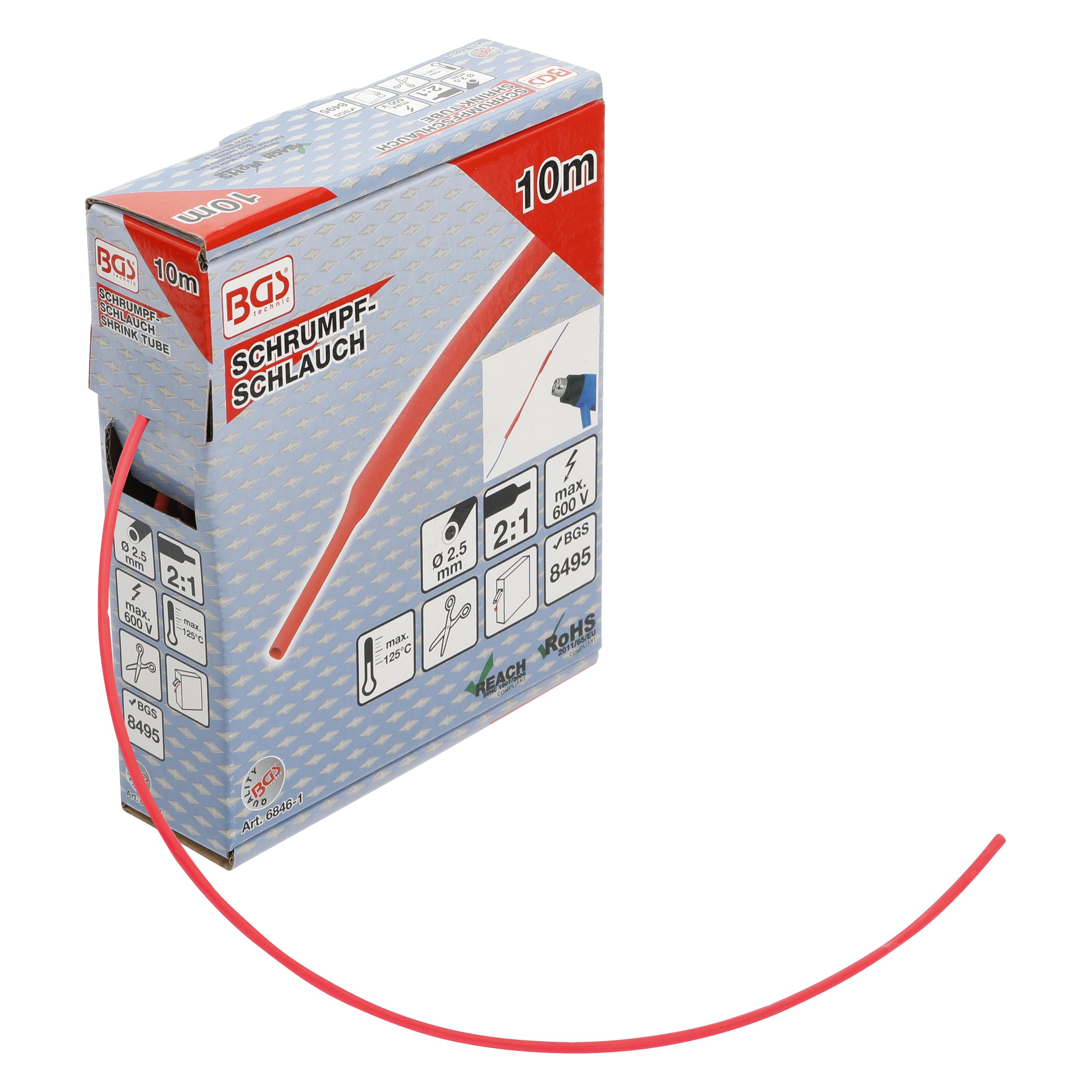 BGS Schrumpfschlauch-Box rot Ø 2,5 mm 10 m (1x) (6846-1)