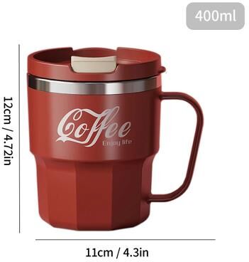 Inspire Select 304 Stainless Steel Double Wall Insulated Coffee Mug Leakproof Thermal Drink Cup 13.5 Fl Oz red Style B 13.5 Fl Oz