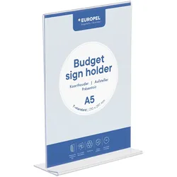 Europel Tischaufsteller Budget T-Ständer DIN A5 1,5 mm Hochformat Acryl