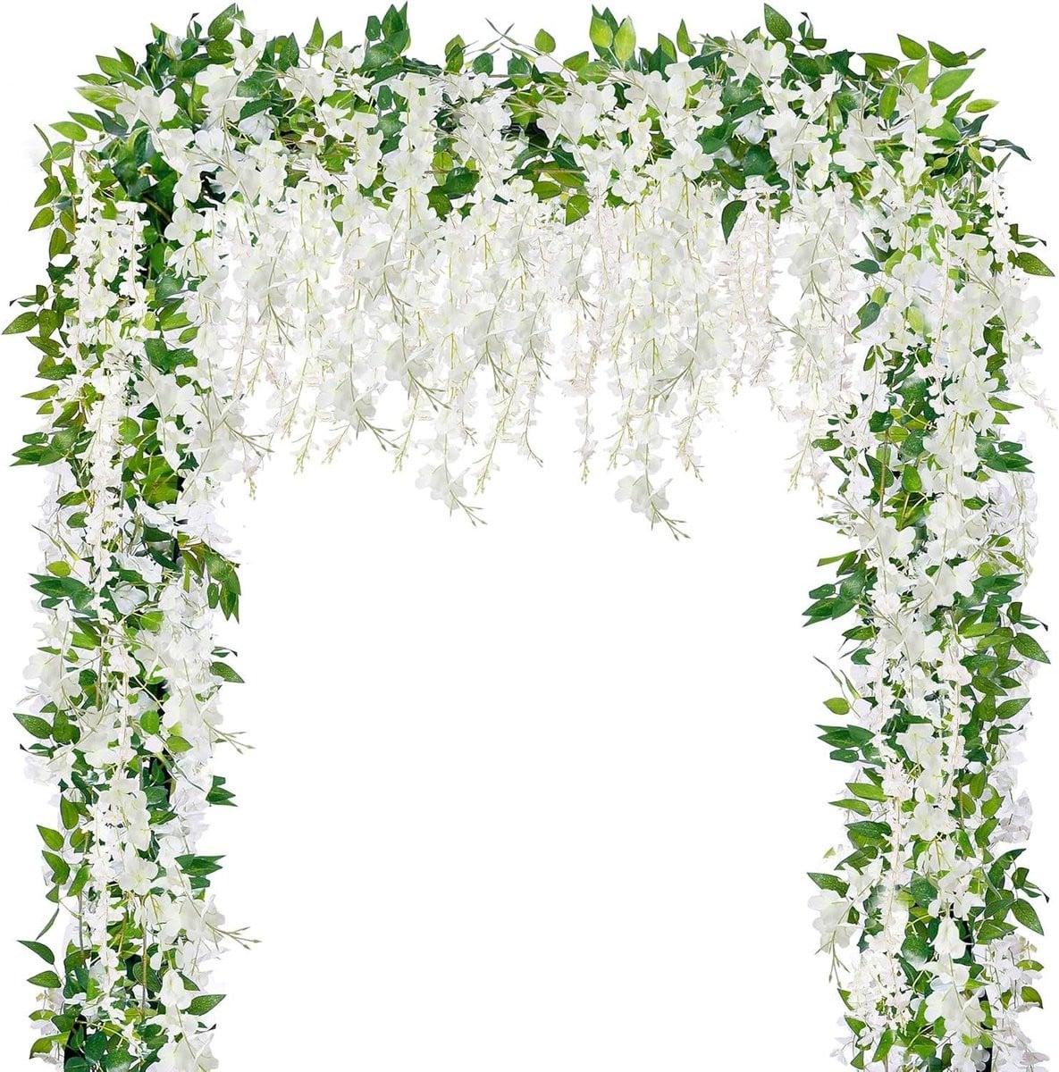 Set van 6 witte Wisteria kunstbloemen slinger voor decoratie