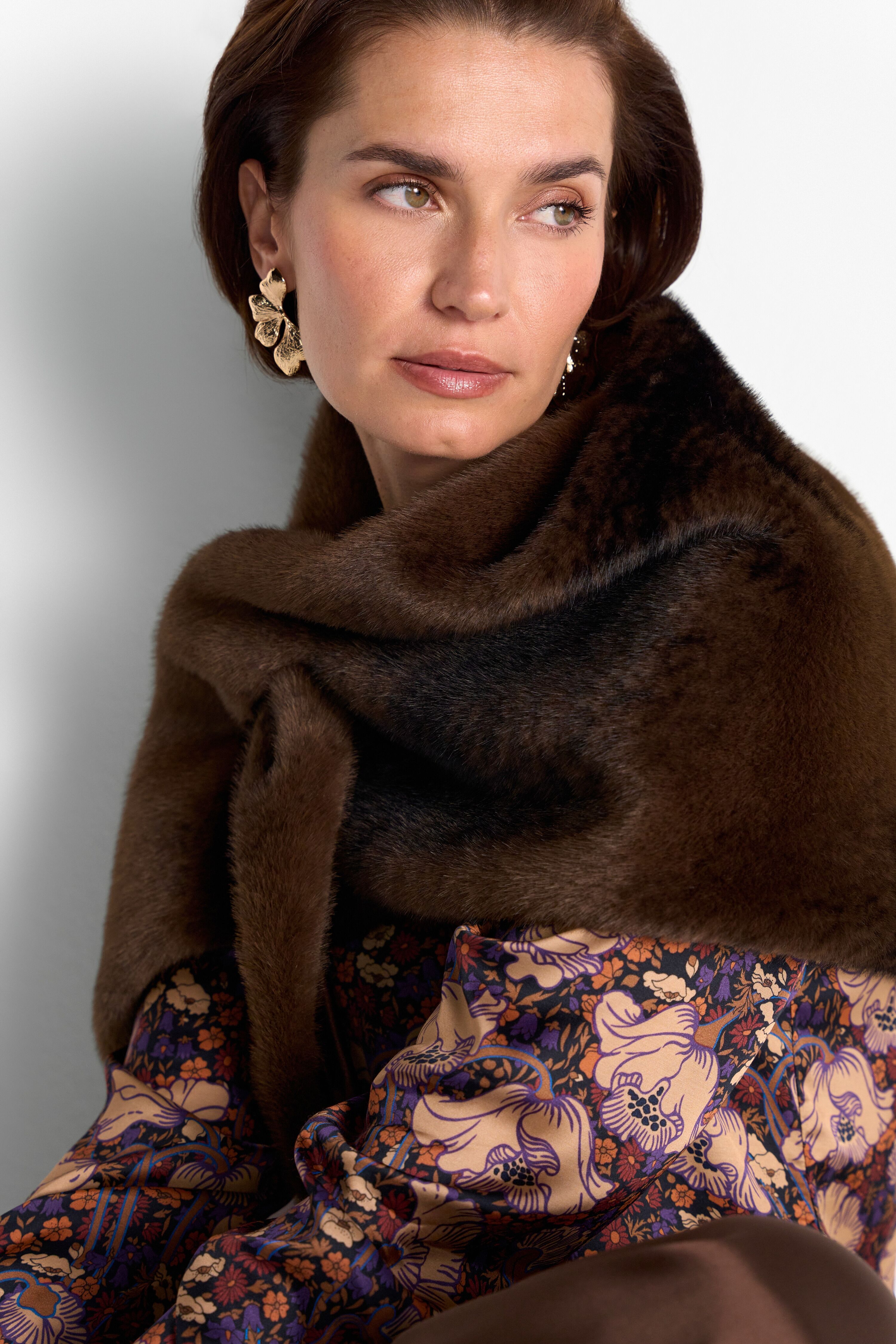 Dreieckstuch RICHROYAL, Damen, braun (chocolate torte), Plüsch, Polyester, unifarben, Modetücher Dreieckstuch, Regular fit aus Fellimitat chocolate torte Einheitsgröße