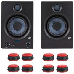 PreSonus Eris 5BT Boxen 2nd Gen mit Boxe-Füsse rot (Aktiv, Paar, 1x 50 W), Monitor Lautsprecher, Schwarz