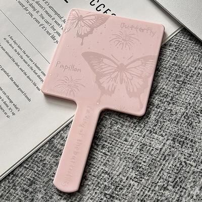 Inspire Essentials Vintage Butterfly Compact Makeup Mirror Portable Travel Beauty Mirror pink