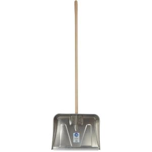 SHW Schneeschieber 54898, mit Alu-Räumkante, 52cm breit, aus Aluminium, mit Holzstiel