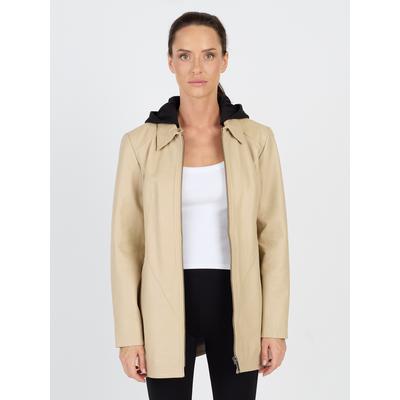 Lederjacke JCC "3102220", Damen, Gr. 36, beige (smoky beige), Oberstoff: 100% Leder. Innenfutter: 100% Polyester. Ärmelfutter: 100% Polyester. Kapuze: 100% Polyester, Jacken