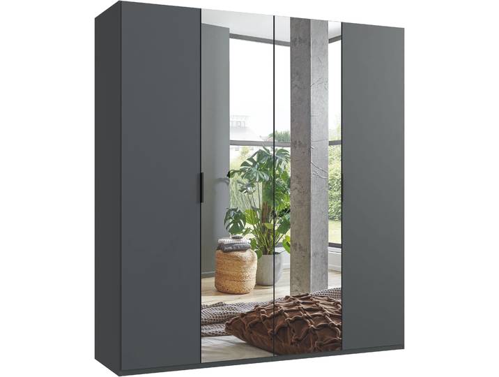Kleiderschrank WIMEX Oxford by fresh to go, in 3 Breiten, Made in Germany , grau (grafit), B:200cm H:216cm T:58cm, Holzwerkstoff, Schränke, Kleiderschrank, mit hochwertigen Falttüren für den perfekten Überblick