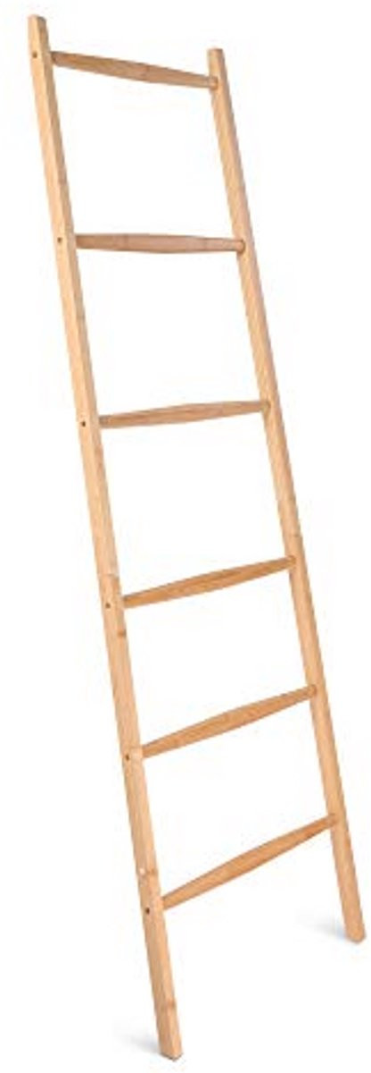 Navaris Multifunctionele Handdoekladder van Bamboe met 6 Treden voor Handdoeken, Kleding en Beddengoed