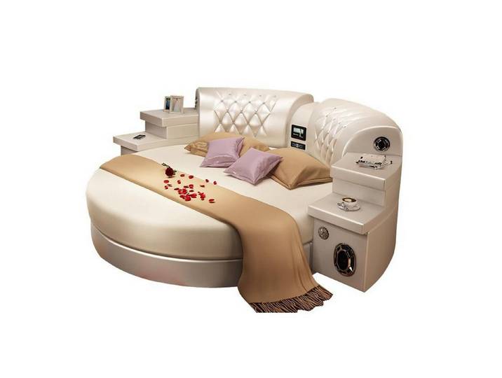 JVmoebel Rundbett Kingsize Polsterbett in rundem Design für multifunktionale Nutzung, Made in Europa
