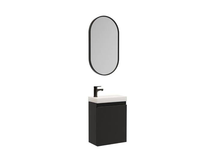 Meuble lave-mains + miroir ovale