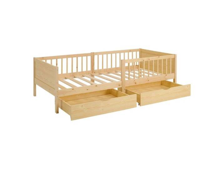 Lit enfant - HOMESTYLE4U - 3230 - 90x200 cm - Bois naturel - Tiroirs intégrés
