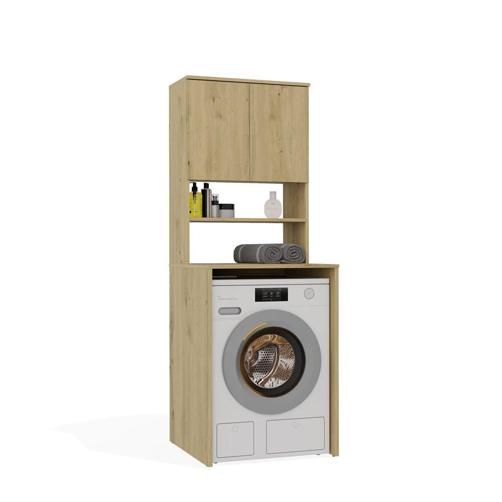 ARTISAN POLA MULTI badkamermeubel boven de wasmachine, kolom met plank, eikenhout