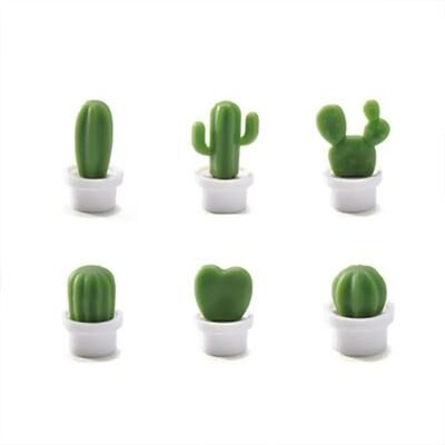 Uplifted Finds 6Pcs Cactus Magnetic Message Refrigerator Magnet & Potted Plant Decor green