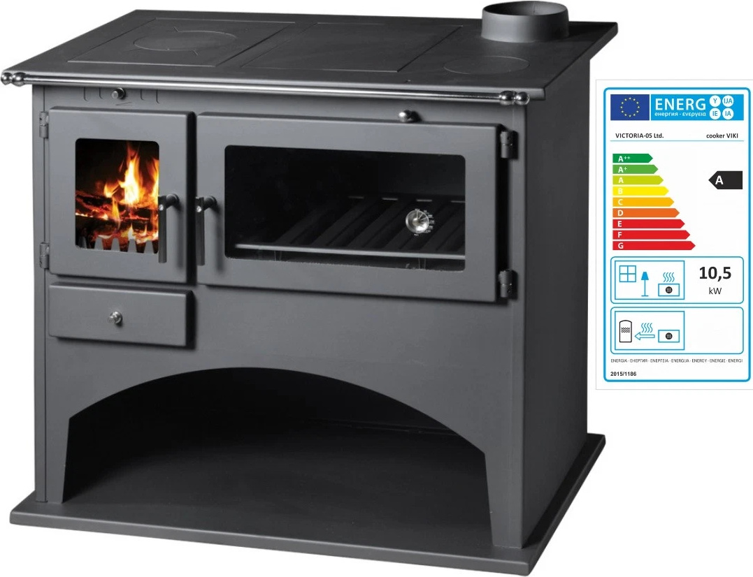 - Holzofen V05 Viki 10,5kW mit Backofen, Thermometer & Kochplatte