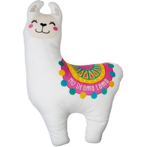Gruss&Co Sofakissen Lama, 46503, weiß, bunt, Formkissen, mit Plüschbezug, 43x30 cm