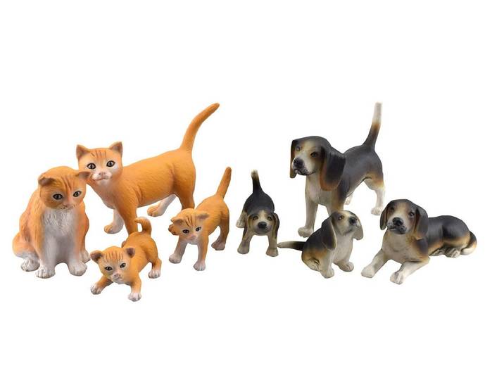 GOWI Spielfigur Softy Tiere, (Hunde & Katzen Familie, 8-tlg)