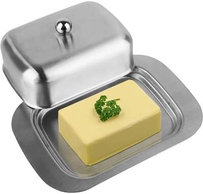 Uplifted Finds Stainless Steel Butter Dish With Easy Grip Lid Stainless Steel Butter Dish With Easy Grip Lid