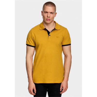Poloshirt RUSTY NEAL "Rusty Neal Polo", Herren, Gr. 3XL, gelb (gelb, schwarz), 100% Baumwolle, bestickt, normal, ohne Ausschnitt, Shirts, mit kontrastfarbig abgesetzter Knopfleiste