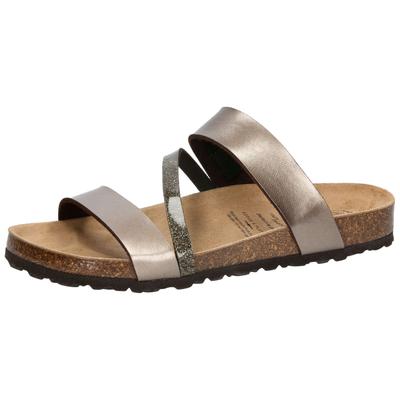Hausschuh LICO "Pantolette Bioline Glitter", Damen, Gr. 38, braun, Synthetik, Schuhe Hausschuh