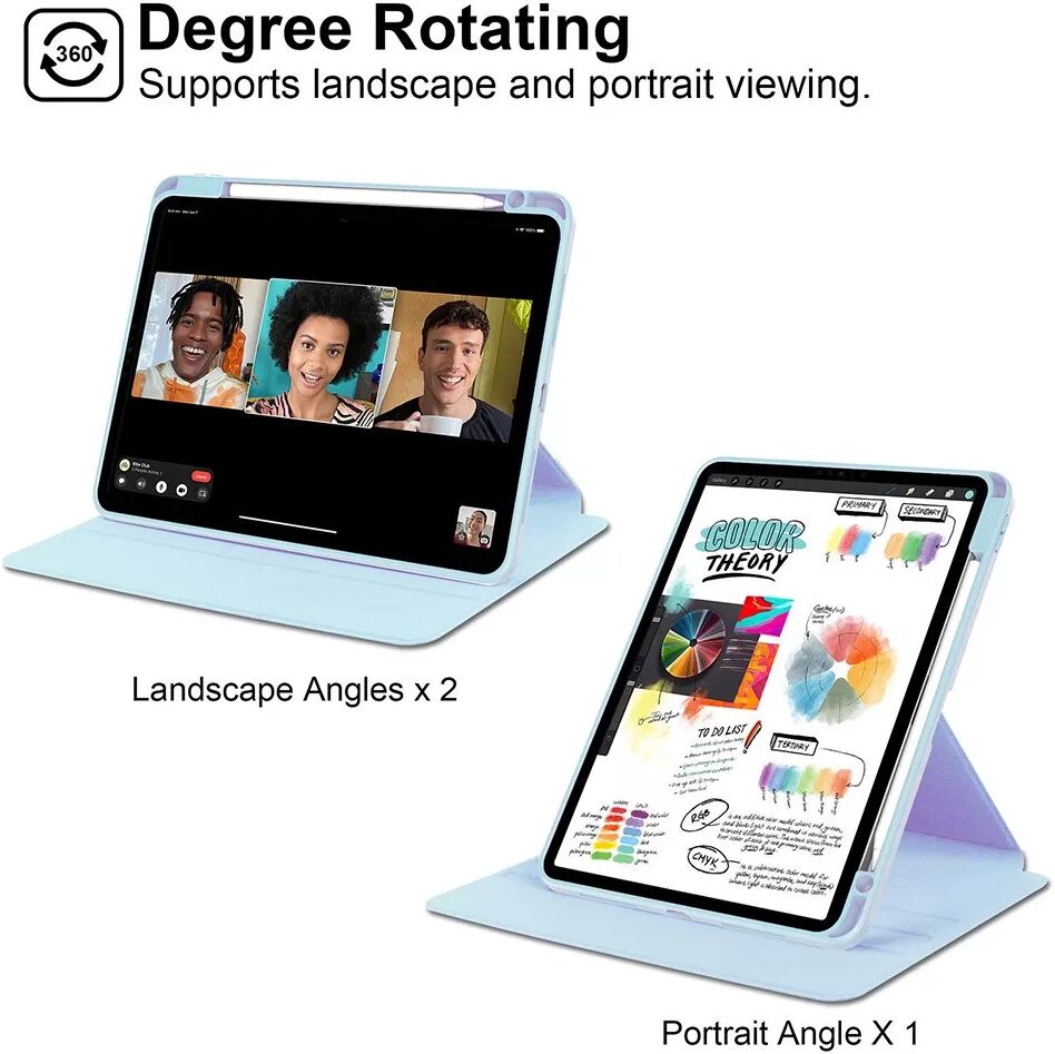 INF Drehbare PU-Lederhülle kompatibel mit iPad Air 11 (2024) mit Stifthalter - Blau